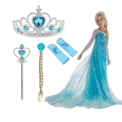 Disfraz de Halloween para niñas, disfraz de Elsa y Anna para fiesta, Cosplay de princesa, conjunto de ropa para cumpleaños y Navidad ► Foto 1/6