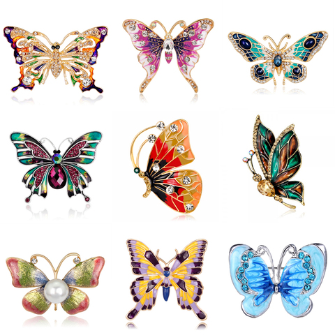 Moda broche de mariposa de cristal para las mujeres broche collar Pasadores ramillete rhinestone insecto broche animal Insignias joyería Accesorios ► Foto 1/6