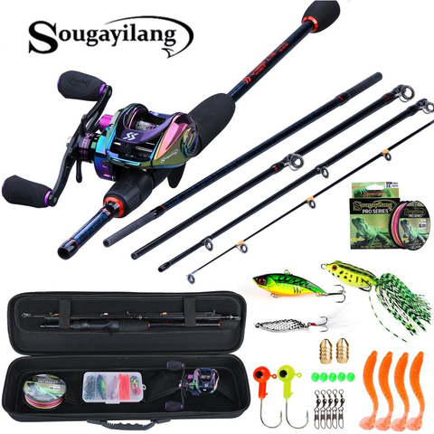 Sougayilang-Barra de fundición Combo de 5 secciones, carrete de Baitcasting 9 + 1BB con accesorios de señuelo de línea, Kits completos de bolsa de transporte ► Foto 1/6