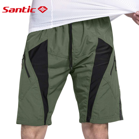 Santic-pantalones cortos para bicicleta de montaña para hombre, ropa interior acolchada, holgada, para Fondo impermeable de montaña, Fitness ► Foto 1/6