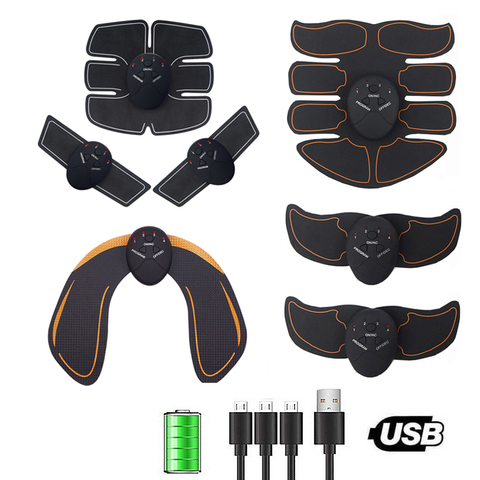 Estimulador muscular eléctrico EMS para Fitness, entrenador Abdominal, masajeador corporal adelgazante, equipo de gimnasio en casa, recargable por USB ► Foto 1/6