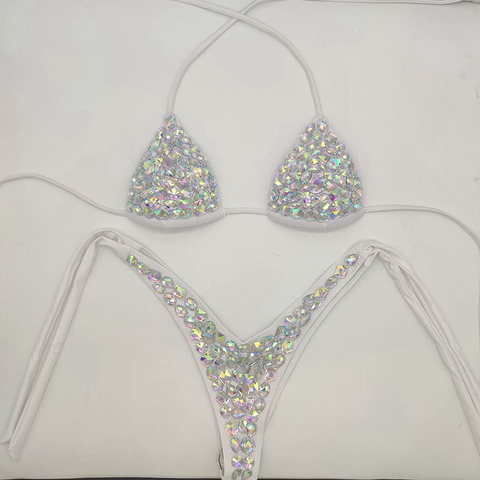 Conjunto de bikini con diamantes de imitación para mujer, traje de baño sexy con piedras brillantes, ropa de playa para vacaciones de venus, 2022 ► Foto 1/6