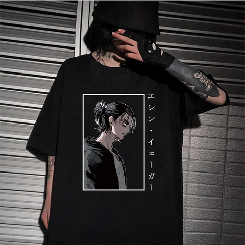 El Anime japonés ataques en Titán Eren Yeager Camiseta de manga corta con estampado camiseta Tops Unisex ► Foto 1/6