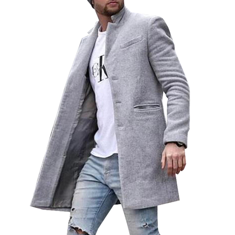 Abrigo de invierno para hombre, chaqueta lisa y recta de estilo moda, ropa informal de hombre, chaqueta para hombre, abrigo de mezclas de lana - Historial de precios y revisión