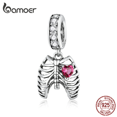 Bamoer-Colgante con forma de corazón de estilo Steampunk para mujer, abalorio para pulsera o collar de serpiente Original, joyería de plata de ley 925 2022 SCC1459 ► Foto 1/5