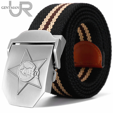 Cinturón militar de alta calidad para hombres y mujeres, insignia de Estrella Roja, rusa, 3D, de lona, recuerdo soviético, CCCP, cinturones tácticos de Jeans de lujo, nuevo ► Foto 1/6