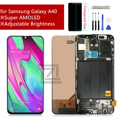 Pantalla LCD Super AMOLED para Samsung A40, montaje de digitalizador de pantalla táctil con Marco, piezas de repuesto de pantalla a40 ► Foto 1/6