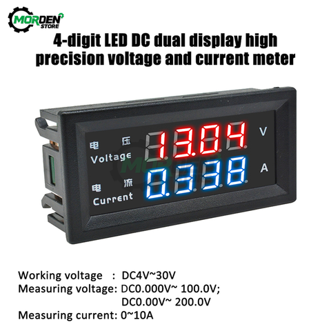 Medidor electrónico de voltios M4430 DC 100V 200V 10A, voltímetro Digital, amperímetro, pantalla LED de 0,28 pulgadas, regulador de voltaje ► Foto 1/6