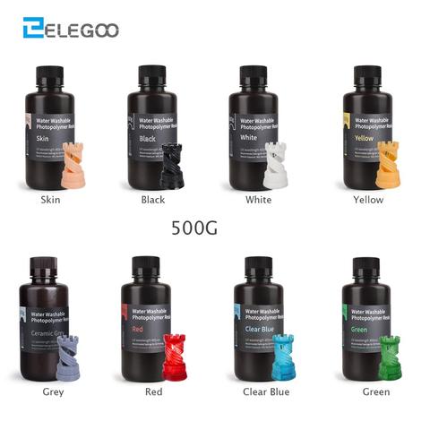 ELEGOO-resina lavable para impresora 3D, resina de curado UV LCD de 405nm, fotopolímero resina estándar para impresión 3D LCD de 500ml, 8 colores ► Foto 1/6