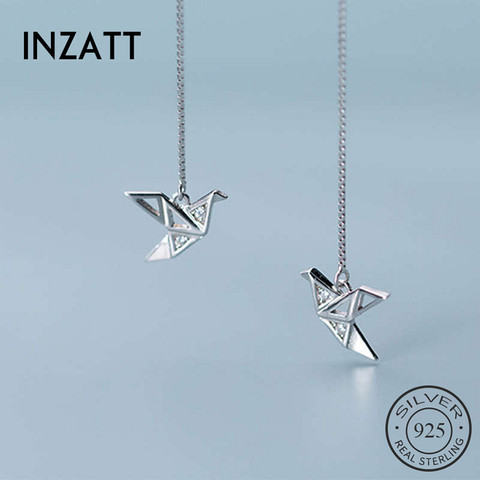 INZATT-pendientes de tuerca de grullas de circón Plata de Ley 925 auténtica para mujer, joyería fina, accesorios minimalistas para fiesta, regalo ► Foto 1/5