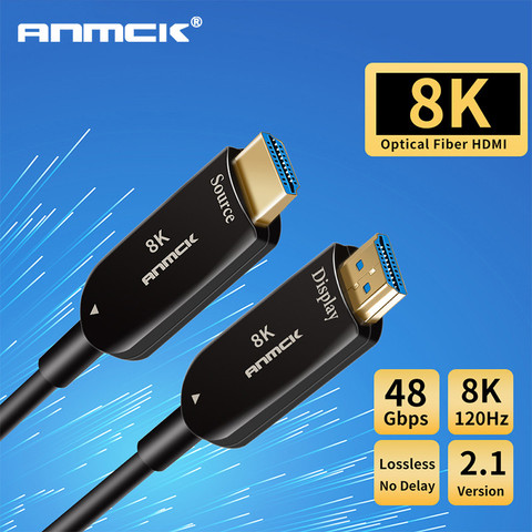 Anmck de fibra óptica Cable HDMI 2,1, 2,0 Ultra HD 8K 120Hz 4K 60Hz 48Gbps con Audio y Ethernet Cable HDMI 5M 10M 15M 20M ► Foto 1/6