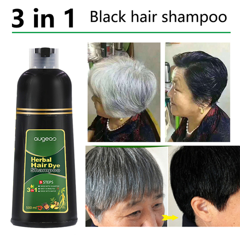 Tinte de cabello orgánico Natural rápido, 500ml, solo 5 minutos, Noni, esencia de plantas, champú de Color negro para tinte de cabello gris y blanco ► Foto 1/6