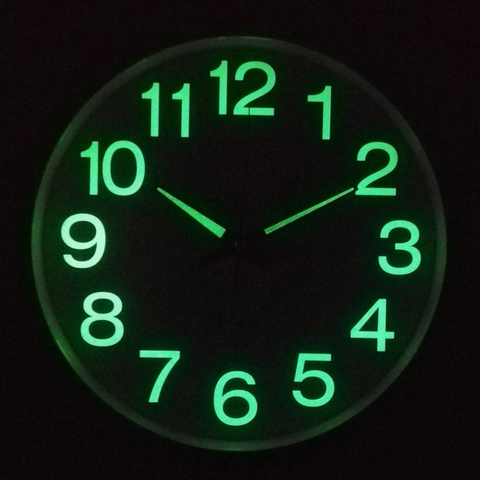 Reloj de pared de cuarzo grande, luminoso, moderno, de 12 pulgadas, brilla en la oscuridad, para dormitorio y oficina ► Foto 1/6