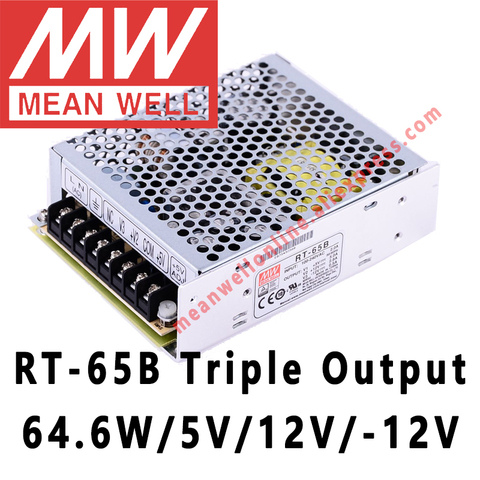 Mean Well-fuente de alimentación conmutada de Triple salida, RT-65B, 5V/12V/-12V, CA/CC, 64,6 W, tienda en línea meanwell ► Foto 1/2