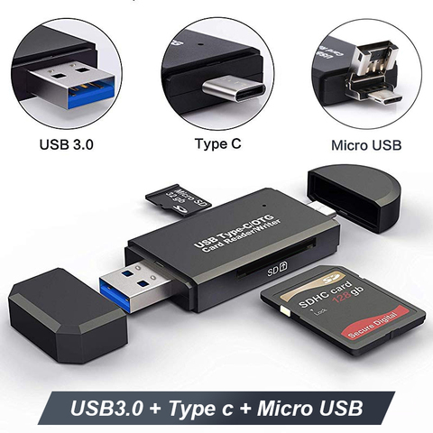 Lector de tarjetas SD, USB 3,0 OTG, Micro USB tipo C, Lector de tarjetas de memoria SD, Lector de tarjetas para tarjeta Micro SD TF, USB tipo C OTG ► Foto 1/6