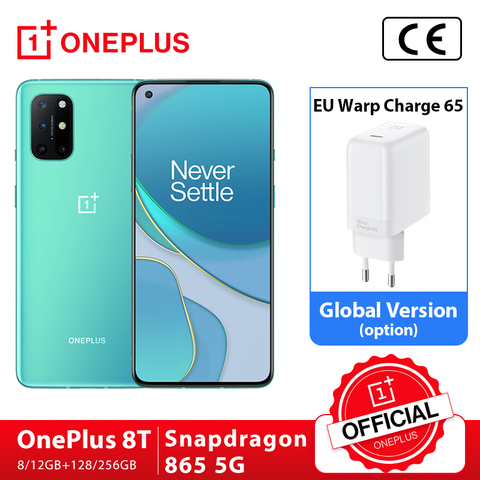 OnePlus OnePlus 8T 8 T, OnePlus Official Store, 8GB, 128GB, teléfono inteligente, Snapdragon 865, 5G, Pantalla AMOLED fluida de 120Hz, cámara Quad de 48MP, 4500mAh, 65W, Warp; code:21LOVEYOU5(€50-5);21LOVEYOU12(€120-12 ► Foto 1/6