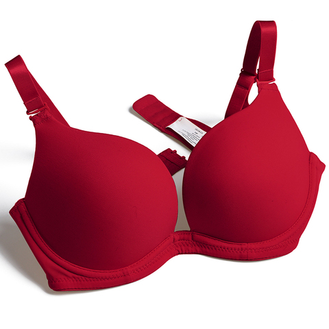 Nuevo Gran rojo ajustado lloguer de correas mujer sujetadores push-up aros lencería Sexy profundo U sujetador 65 70 75 80 85 90 95 100 A, B, C, D, E. ► Foto 1/6