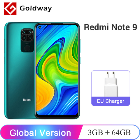 Xiaomi-Teléfono inteligente Redmi Note 9, smartphone de versión global, cámara trasera cuádruple, 6,53