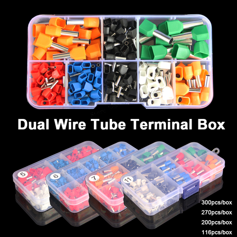 Terminal de virola de tubo, varias cajas, Terminal Tubular eléctrico aislado, conector de cable Dual, juego de terminales de prensado ► Foto 1/6