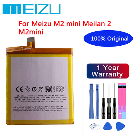 Batería 100% Original de alta calidad Meizu 2500mAh BT43C para Meizu M2 mini Meilan 2 M2mini baterías de teléfonos móviles + herramientas gratis ► Foto 1/5