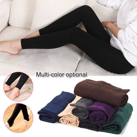 Mallas cálidas y gruesas para mujer, leggings térmicos con forro polar suave, elásticos, color caramelo carbón cepillado, Otoño e Invierno ► Foto 1/6