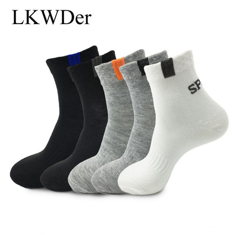 LKWDer 5 par/lote primavera otoño calcetines largos de algodón de tubo para Hombre Calcetines deportivos de desodorante Casual absorbente para hombre Meias al por mayor ► Foto 1/6