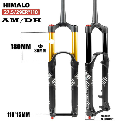 Himalo-horquilla de suspensión DH AM, eje pasante de 110MM x 15MM, para bicicleta de montaña, Libre de impuestos de horquilla de aire de 180MM ► Foto 1/6