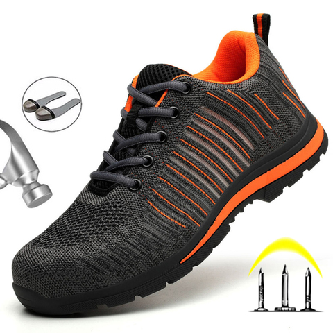 Zapatos de seguridad transpirables para hombre, zapatillas de trabajo antideslizantes con punta de acero, indestructibles, a prueba de perforaciones, novedad de 2022 ► Foto 1/6