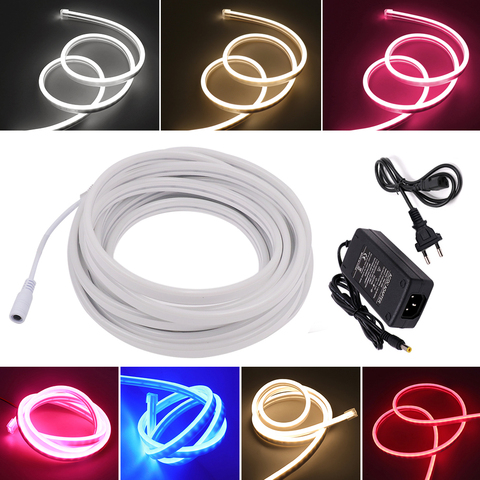 12V llevó la tira de la cuerda de neón regulable luz 2835 de 120leds/m 6mm neón Flex de neón Flexible impermeable signo de neón luces 1m 2m 3m 4m 5m 7 colores ► Foto 1/6