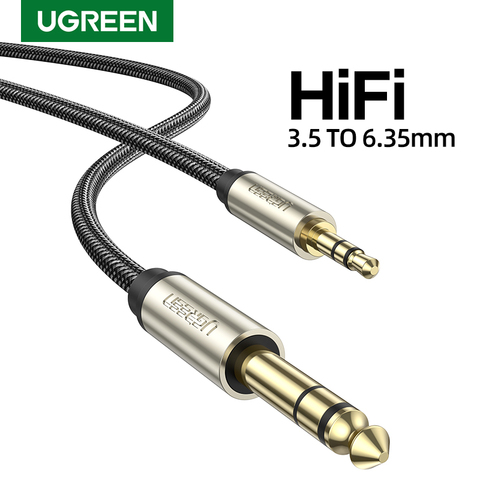 UGREEN-Cable auxiliar de Audio estéreo TRS macho a macho, 6,5mm, 6,35mm, 1/4 