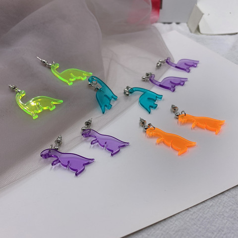 Pendientes acrílicos de dinosaurio pequeño para niñas y niños, joyería bonita, Animal colorido, regalo de cumpleaños ► Foto 1/6