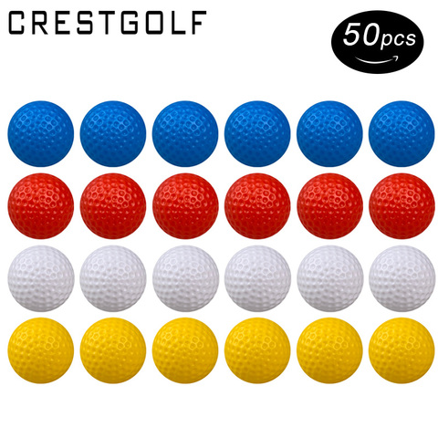 CRESTGOLF-pelota de práctica de Golf, Bolas de plástico huecas para Entrenamiento de interior, paquete de 50 Uds., 4 colores a elegir ► Foto 1/6