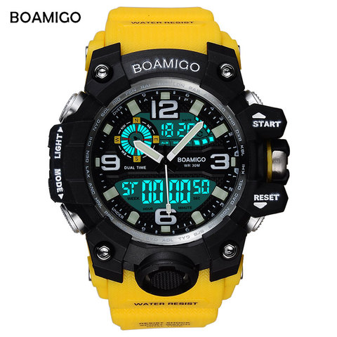 Relojes deportivos para hombre, relojes de pulsera de goma de cuarzo para nadar, de color naranja, de marca BOAMIGO, reloj impermeable, reloj Masculino ► Foto 1/6