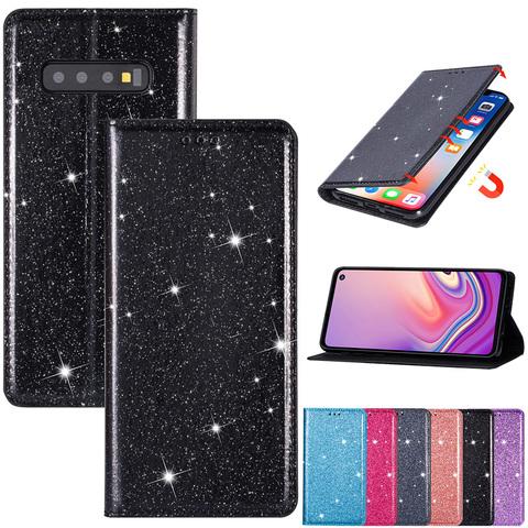 Para Samsung Galaxy S10 S8 S9 más S6 S7 borde Nota 8 9 10 Plus A10 A40 A50S A20E A30 A70 A8 A6 A7 2022 Slim brillo caso de cartera ► Foto 1/6