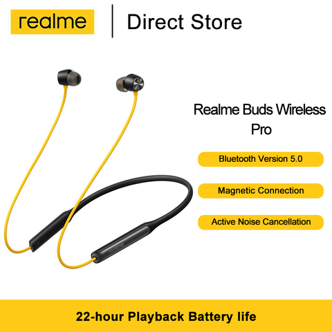 Realme-auriculares inalámbricos con Bluetooth 5,0, dispositivo deportivo con banda para el cuello, cancelación activa del ruido ► Foto 1/6