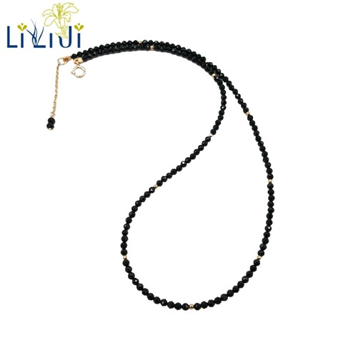 Espinelas negras LiiJi, labradorita, Perla de agua dulce, tanzanita, amazonita, apatita, granate, collar delicado de Color dorado S925 collar cuentas piedra natural  regalos cumpleaños mujer collar mujer bohemio ► Foto 1/6