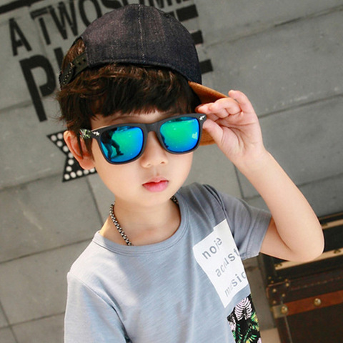 Gafas de sol cuadradas con espejo para niños y niñas, lentes de sol infantiles a la moda, con diseño de marca, UA400, 2022 ► Foto 1/6