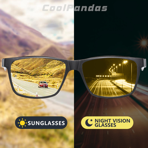 Gafas de sol polarizadas fotocromáticas cuadradas de fibra de carbono para hombre, lentes de sol de conducción de día y noche ► Foto 1/6