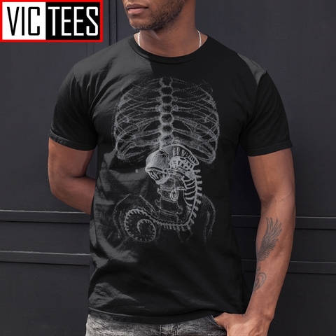 Los hombres de Alien vs camiseta Predator alienígena hueso Pacto hueso T camisa Cuerpo Humano embrión X-Ray Camiseta de algodón de talla grande ► Foto 1/6