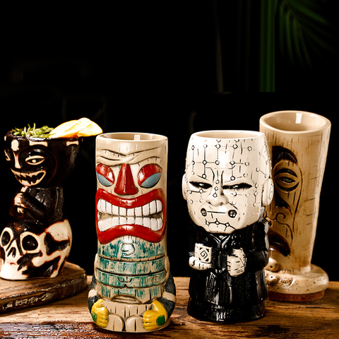 Nuevo multicolor muñeca de cráneo taza de Tiki de taza de cerveza, vino, Taza de cerámica tazas Tiki artesanía creativa Hawaii tazas ► Foto 1/5