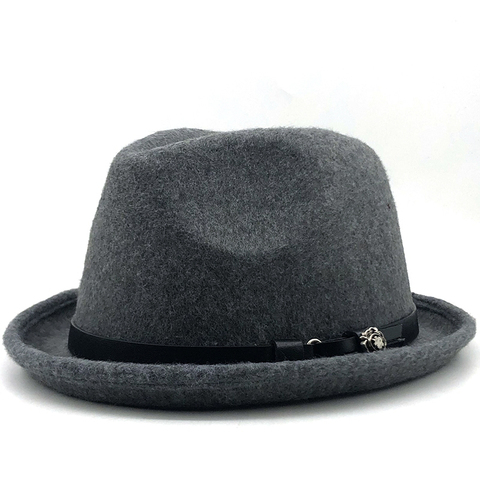 Sombrero de fieltro para hombre, Fedora Simple para caballero, invierno, Otoño, iglesia, enrolladas ► Foto 1/6