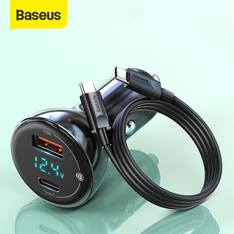 Baseus-cargador de coche de 65W, mechero tipo C de carga rápida para teléfono, tableta, portátil, accesorios de adaptador de cargador automático ► Foto 1/6