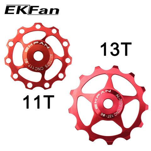 Nueva ekfan 2 unids 10 color mtb mountain Road bicicletas 11 t 13 t desviador trasero pulley rodillo del rodillo rodamiento jinete rueda piezas ► Foto 1/6