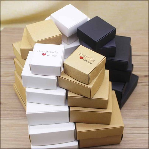 Cajas de Regalo de cartón kraft de tamaño Mutli hechas a mano, 20 piezas, en blanco, para pastel de boda, fiesta en casa ► Foto 1/6