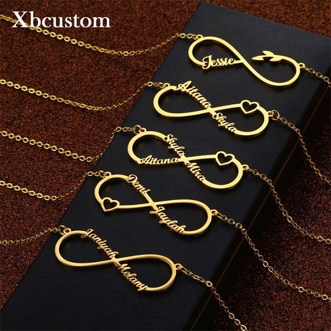 Colgante personalizado collar infinito nombre para los hombres y las mujeres de acero inoxidable de pareja personalizado placa con corazón regalo de la joyería ► Foto 1/6