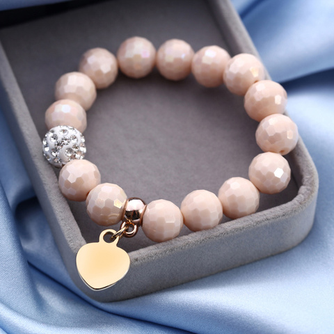 ZOSHI-pulsera de cuentas hechas a mano para mujer, con diseño de bolas de diamante de imitación, pulsera de corazón de amor para niña, regalo de Año Nuevo ► Foto 1/6