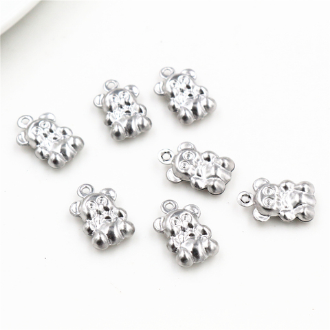 30 Uds./lote 13x8mm oso encantos 316 Acero inoxidable oso lindo para COLLAR COLGANTE encantos diy joyería making-Q3-23 ► Foto 1/1