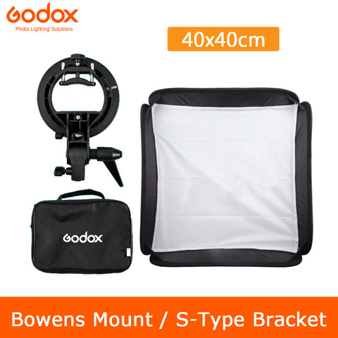 Godox Ajustable Flash Softbox 40*40cm 40x40 + S Tipo de Kit de montaje de soporte para Flash Speedlite estudio de rodaje para Canon Nikon Sony ► Foto 1/6