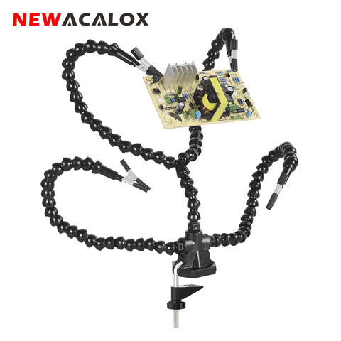 NEWACALOX-Herramienta de mano para soldar múltiple, Clip de mesa, soporte de soldadura de tres manos, soporte de PCB, herramienta de soldadura de brazo Flexible ► Foto 1/6