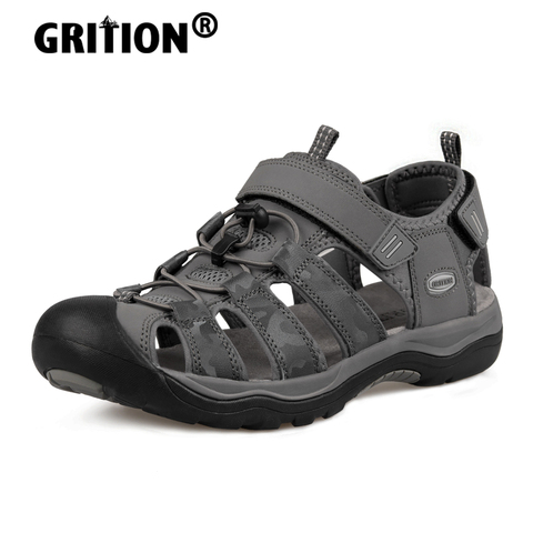 GRITION-Sandalias de Trekking al aire libre para hombre, calzado plano antideslizante, anticolisión, de secado rápido, para playa, senderismo, PU, talla 46 ► Foto 1/6